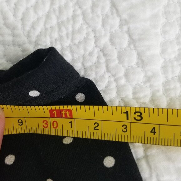 Proportion Petite Black Skirt White Polka Dot Business Casual Fit & Flare Skirt - Picture 5 of 5